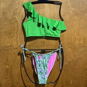 Liberty & Justice Ruffle One-Shoulder Bikini Set - Size L - NWT
